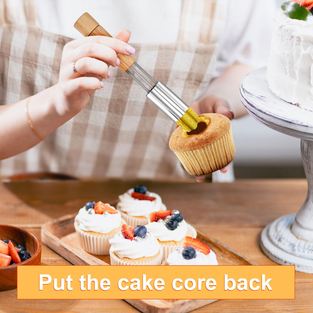 lasuroa Cupcake Corer, 6.3 Inch Long Cupcake Hole Cutter for Filling Reusable Cupcake Hole Puncher Cake Digging Hole Device Cupcake Hole Maker Cupcake Corer Tool for Kitchen Cookie Baking