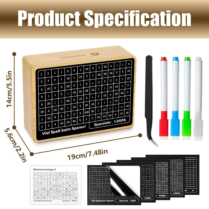 Wooden Piggy Bank Money Box, Money Counter Piggy Bank, Wooden Cash Savings Box for $1000 Target Money Saving Challenge