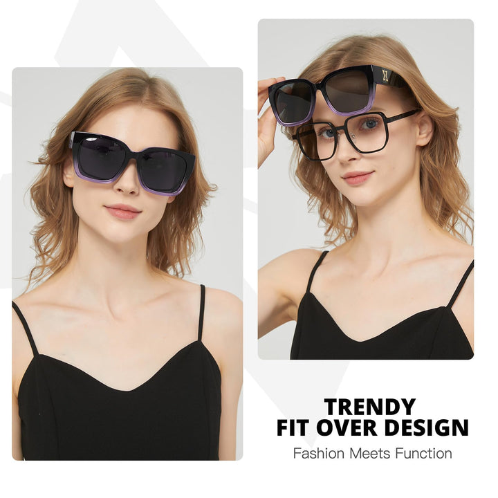 Myiaur Night Driving Glasses for Women, Anti Glare Night Vision Glasses Polarized Yellow Nighttime Glasses UV400 Protection