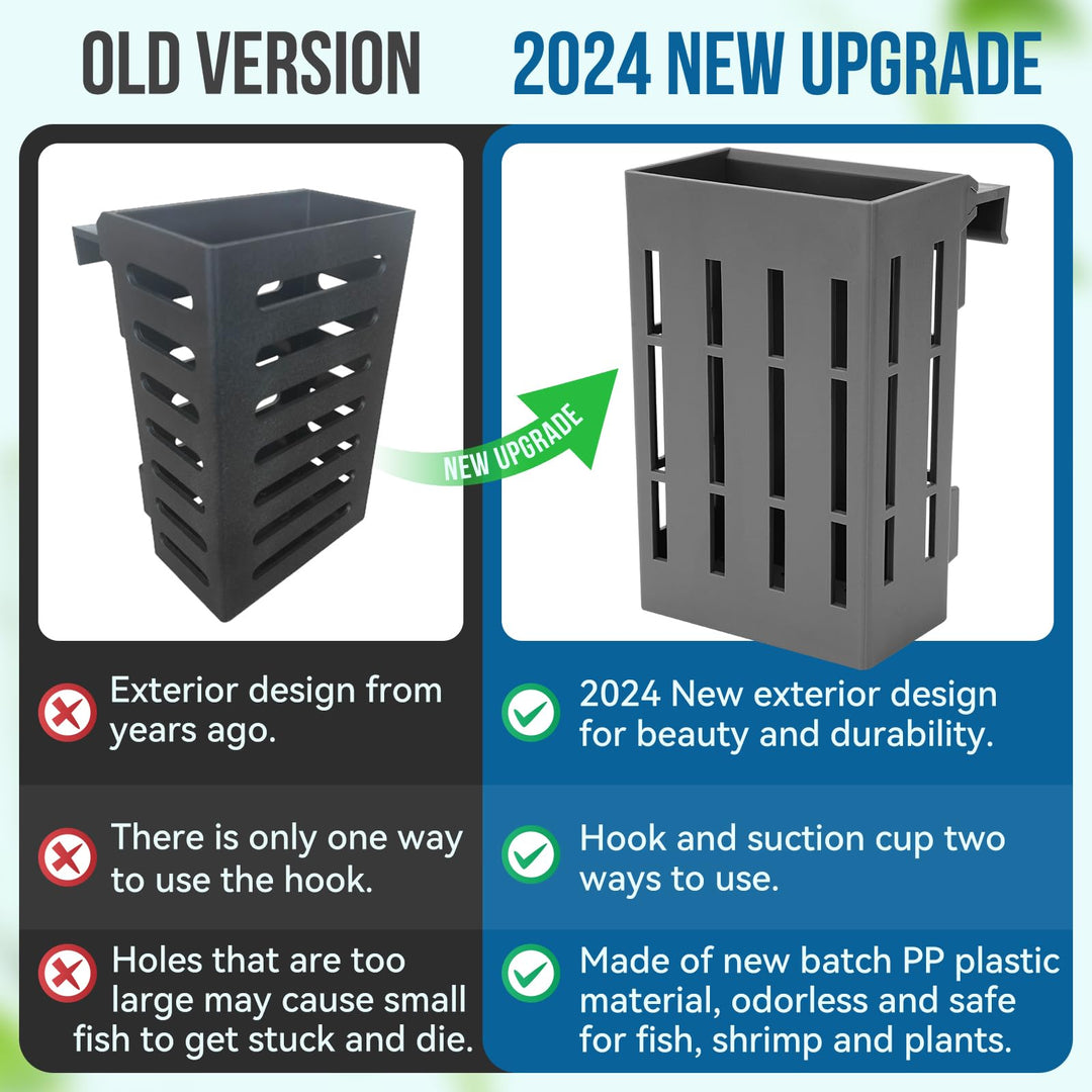 Upgraded Aquarium Plant Holder with Hooks and Suction Cups for Fish Tank Aquaponic Plants Cultivation and Aquarium Decorations (Grey)