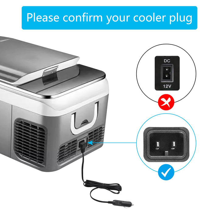12V Car Cooler Plug Power Cord Cable 2M/6FT, Right Angle Car Cooler Refrigerator Plug Replacement Power Cord, Car Freezer 2 Pin Power Plug, for Car Cooler Portable Refrigerator