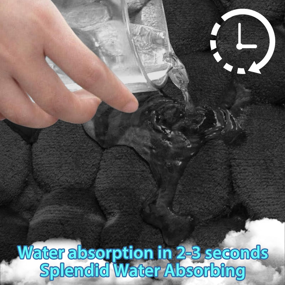 JOYART 1 Piece Bathroom Rugs,Pebble Embossing Memory Foam Bath Mat,Toilet Mats, Non-Slip Absorbentb Rugs, Machine Washable-Black, 16" x 24"