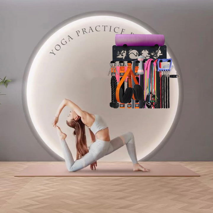 Multifunctional Fitness Equipment Storage Rack, 8-Hook Heavy Wall Storage Bag, Cable Attachments for Gym, Gym Accessories, Home Gym Storage Rack, Resistance Rope Skipping Fitness Barbell Mountaineering Buckle Storage Bag.