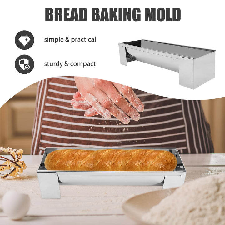 U-Shape Cake Mold Stainless Steel Nonstick Loaf Pan for Bread, Cake, Meatloaf Baking, Detachable Design, 11.49 X 3.54 X 2.75 Inch, Silver