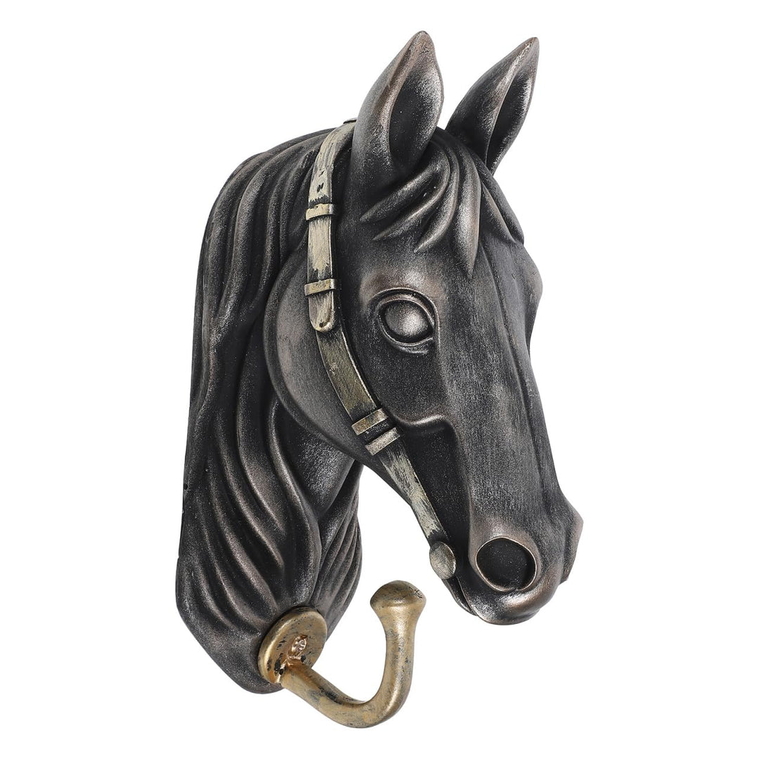 PRETYZOOM Horse Head Wall Hook Creative Animal Shaped Decorative Hanger for Coats Bags Hats Strong Load Bearing Zinc Alloy Resin 6.5X4.13X2.68 Inches Ideal for Home Entryway and Hotel