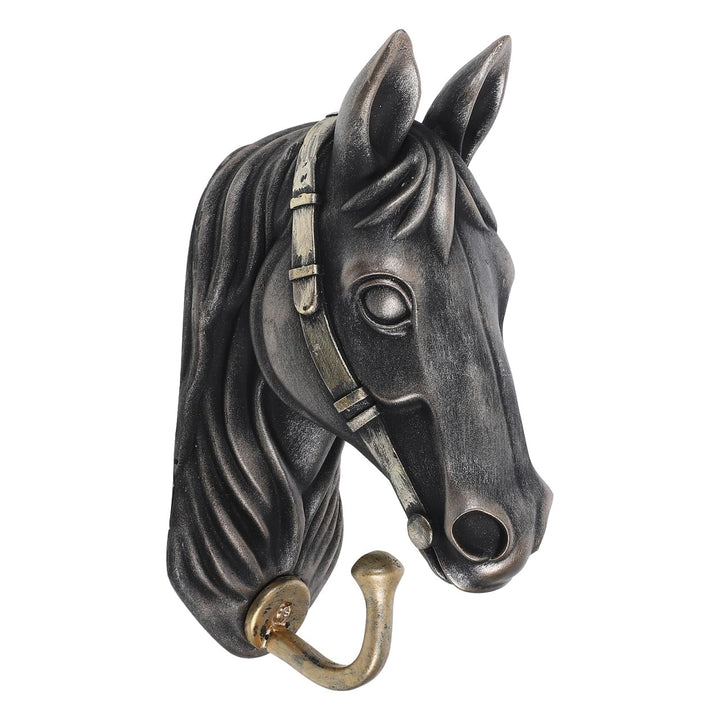PRETYZOOM Horse Head Wall Hook Creative Animal Shaped Decorative Hanger for Coats Bags Hats Strong Load Bearing Zinc Alloy Resin 6.5X4.13X2.68 Inches Ideal for Home Entryway and Hotel