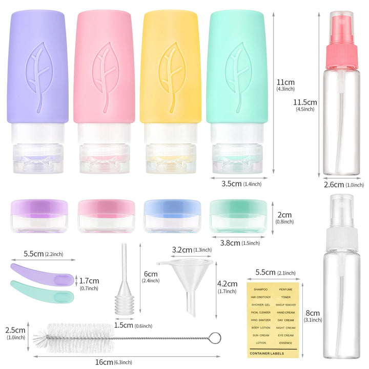 XMOSNZ 3oz Travel Bottles for Toiletries - TSA Approved, Leak Proof, Silicone Squeezable Containers for Gym, Business, Personal Essentials (BPA Free)