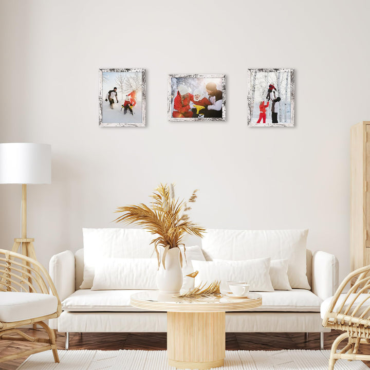 PHAREGE 8x10 Picture Frame Bulk Distressed White, Set of 18 Faux Birch Grain 8 by 10 Rustic Frame Set, Multi Farmhouse Frames for Family Team Photos, Vertically or Horizontally, Tabletop or Wall