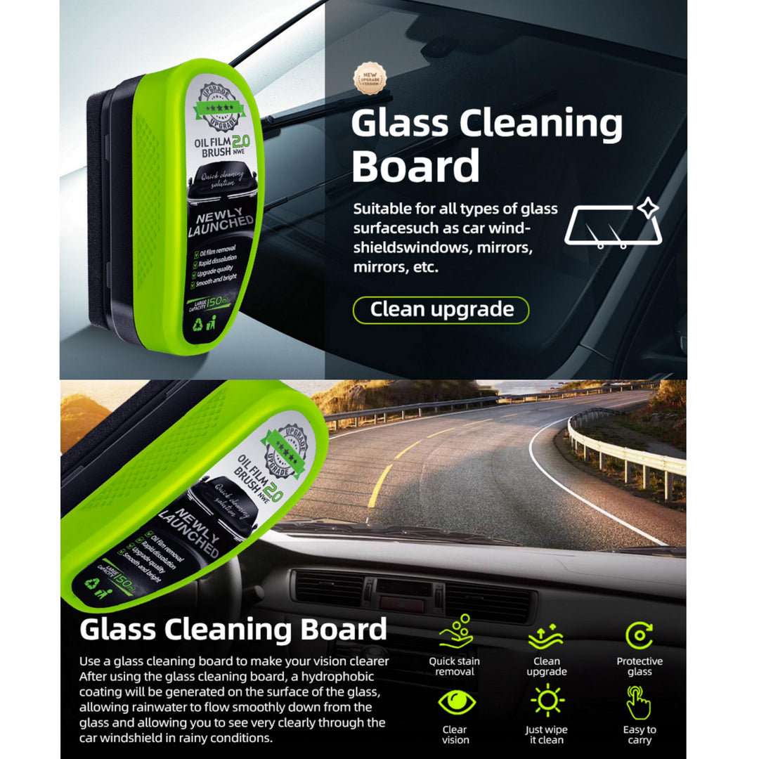 EINESIN Upgrade Automotive Oil Film Cleaning Brush, Reusable Oil Film Cleaning Brush, Glass Coating for Windshield, Prevents Rain and Fog Cleaning Glass Brush, Green (Green-1pc)