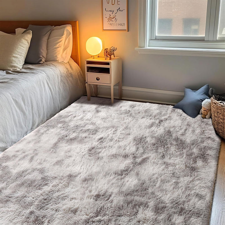 Cinknots Area Rugs Fluffy Carpet Modern Living Room Bedroom Baby Nursery Dorm Soft Non-Slip Carpet Large Modern Indoor Shaggy Carpet Room Home Décor (Grey White, 3.9'x 5.2'（120 * 160cm）)