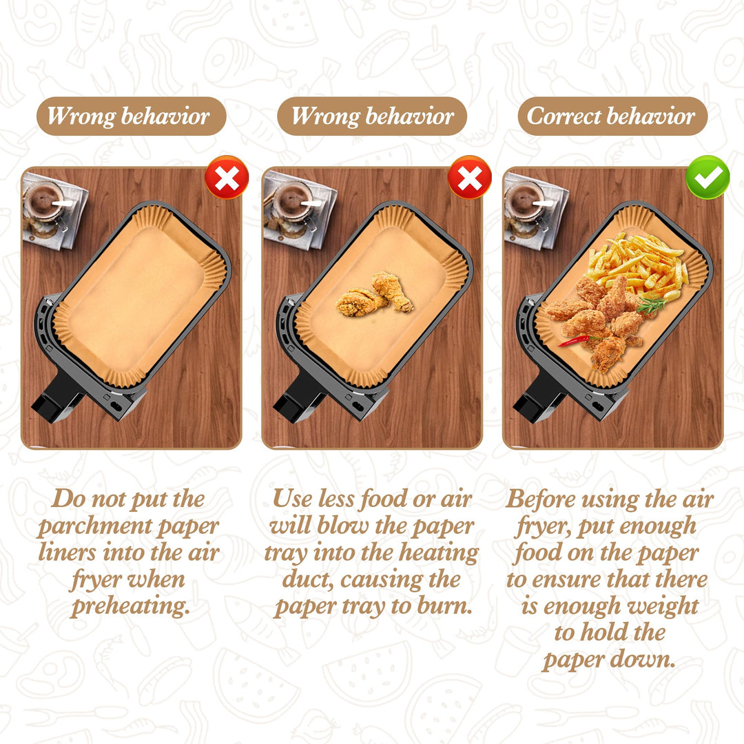 Ninja Dual Air Fryer Accessories - Disposable Paper Liners with Brush, 200 Pcs Food Grade Parchment Paper Liners Rectangle 8.6"x 5.5" for Ninja DZ201/DZ401