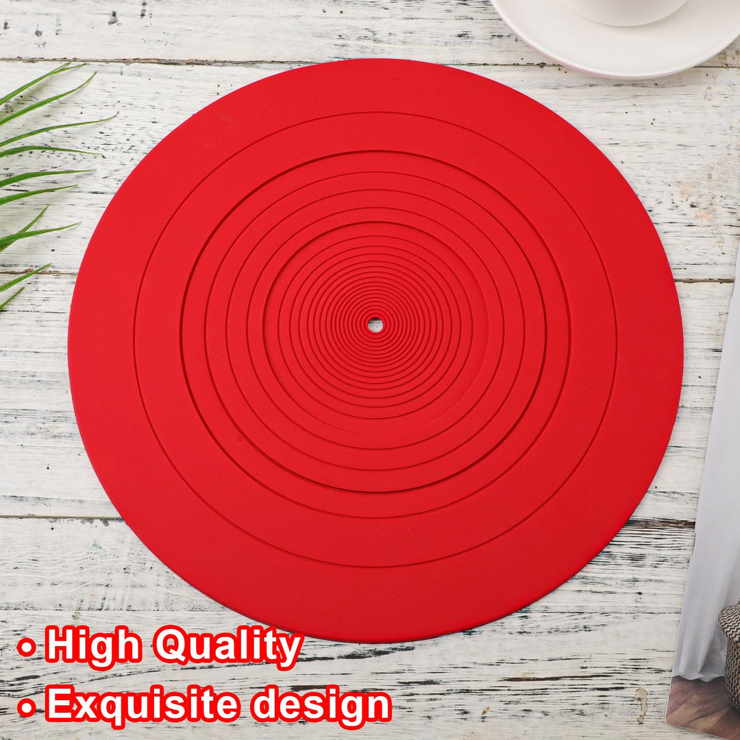 NQEUEPN Turntable Platter Mat, 12 Inch Diameter Silicone Turntable Mat Anti-Static Anti-Slip Turntable Pad Record Player Mat LP Slipmat for Vinyl Record Mat Replacement Accessories (Red)