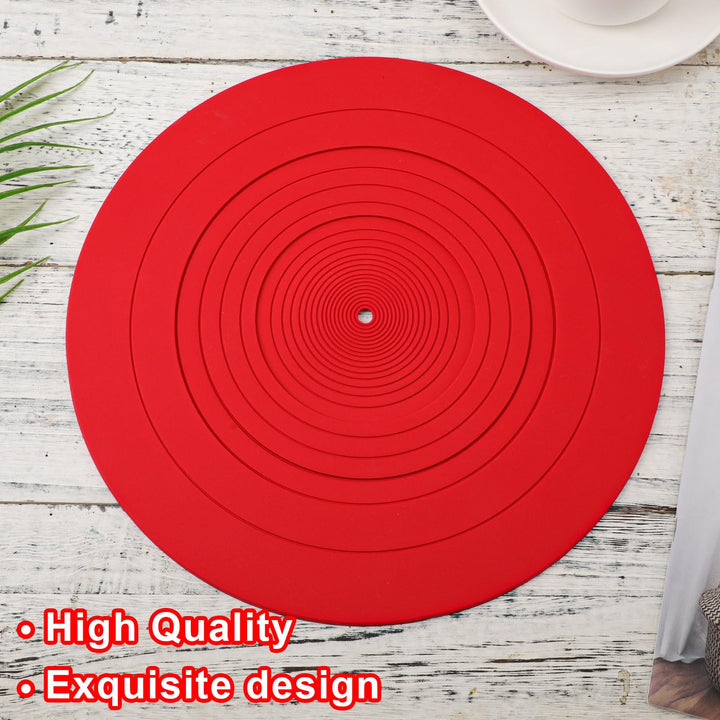 NQEUEPN Turntable Platter Mat, 12 Inch Diameter Silicone Turntable Mat Anti-Static Anti-Slip Turntable Pad Record Player Mat LP Slipmat for Vinyl Record Mat Replacement Accessories (Red)