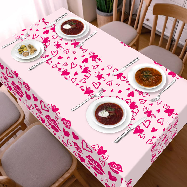 2 Pack Mothers Day Tablecloth,Disposable Plastic Table Cloth 54" x 108" Mothers Day Decoration,Rose Red Rectangle Tablecloth for Mom Birthday Women Party,Table Cover for Anniversary Engagement Wedding