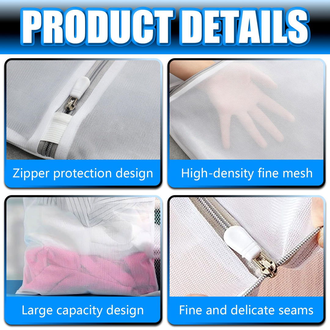 2 Pcs Large Clothing Washing Bags, 23 x 23 Inches Polyester Lingerie Laundry Bag for Washing Machine, Mesh Laundry Bags for Bras, Underwear, Sweaters, Socks, Stocking, Cotton Clothes, Sheet (Gray)