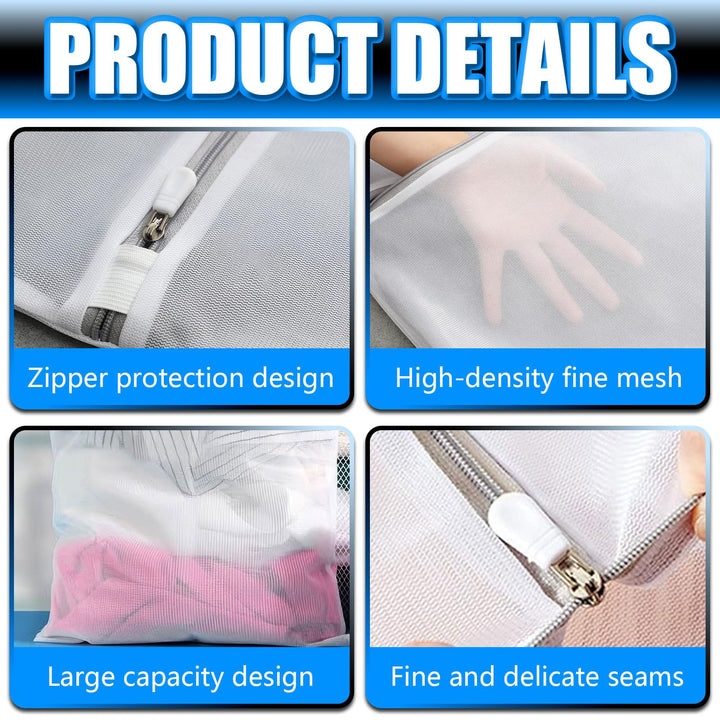 2 Pcs Large Clothing Washing Bags, 23 x 23 Inches Polyester Lingerie Laundry Bag for Washing Machine, Mesh Laundry Bags for Bras, Underwear, Sweaters, Socks, Stocking, Cotton Clothes, Sheet (Gray)