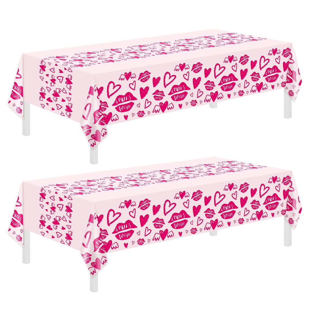 2 Pack Mothers Day Tablecloth,Disposable Plastic Table Cloth 54" x 108" Mothers Day Decoration,Rose Red Rectangle Tablecloth for Mom Birthday Women Party,Table Cover for Anniversary Engagement Wedding