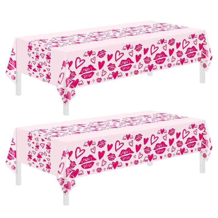 2 Pack Mothers Day Tablecloth,Disposable Plastic Table Cloth 54" x 108" Mothers Day Decoration,Rose Red Rectangle Tablecloth for Mom Birthday Women Party,Table Cover for Anniversary Engagement Wedding