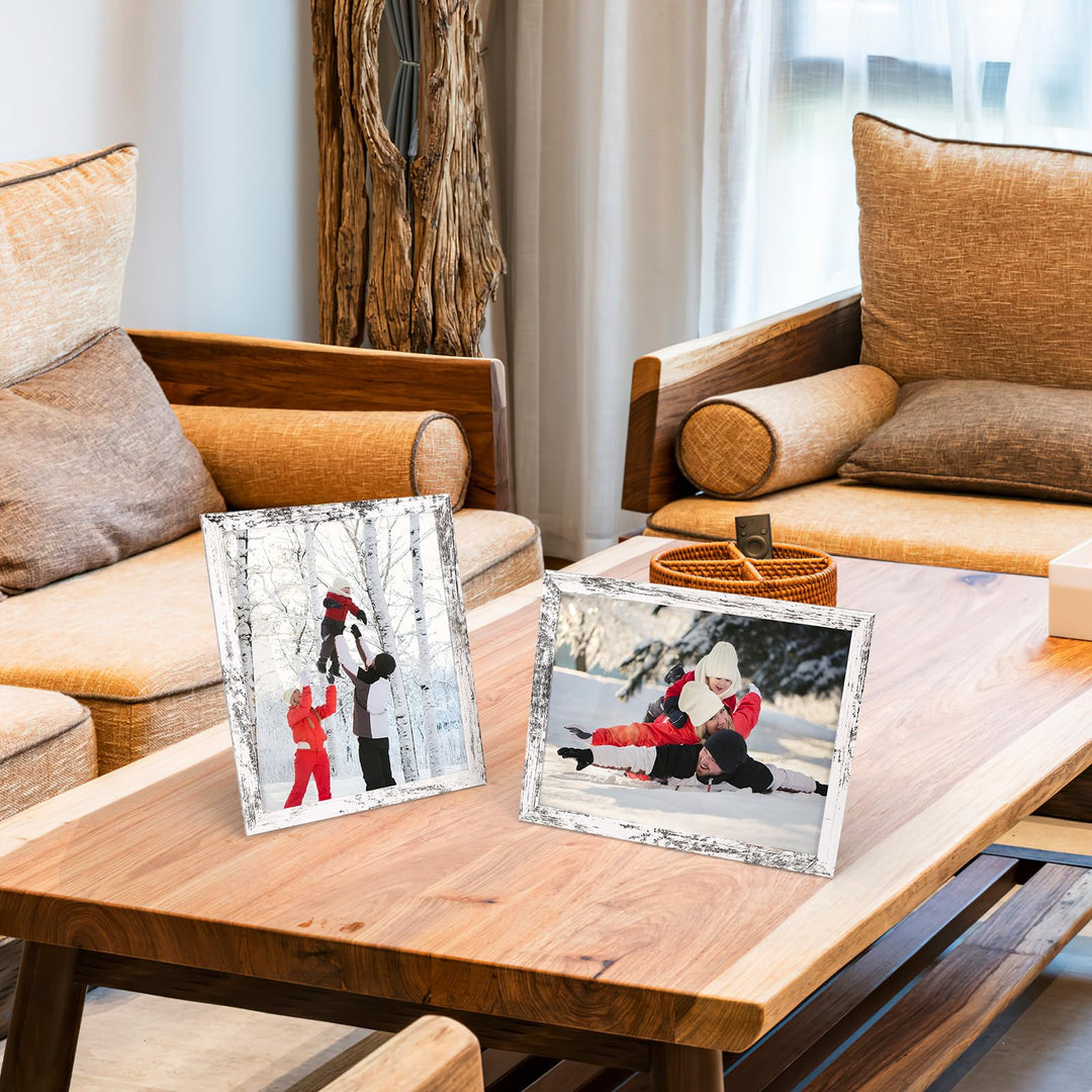 PHAREGE 8x10 Picture Frame Bulk Distressed White, Set of 18 Faux Birch Grain 8 by 10 Rustic Frame Set, Multi Farmhouse Frames for Family Team Photos, Vertically or Horizontally, Tabletop or Wall