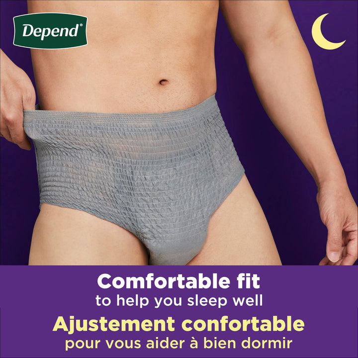 Depend Night Defense Adult Incontinence Underwear for Men, Disposable, Overnight, Small/Medium, Grey, 26 Count, Packaging May Vary