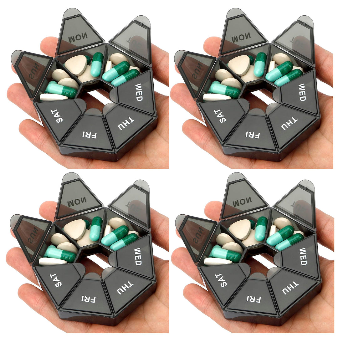 Weekly Pill Organizer Pill Case Pill Container Daily Pill Organizer Pill Organizer Travel Pill Holder Pillulier Portatif 7 Jours Dosette Pill Organizer Pilulier 7 Jours Vitamin Case Pill Boxes 4 PCS