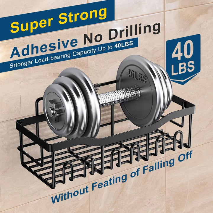 Jabukosu Shower Caddy, Shower Shelves [5-Pack], Adhesive Shower Organizer No Drilling, Large Capacity, Rustproof Stainless Steel Bathroom Shower Shelf for Inside Shower