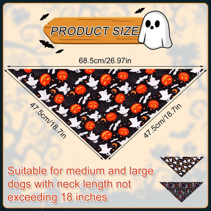 3pcs Halloween Dog Bandannas, Halloween Dog Scarf Pet Triangle Scarf Bat Pumpkin Ghost Skeleton Skull Fall Pet Neckerchief for Halloween Party Dogs Cats