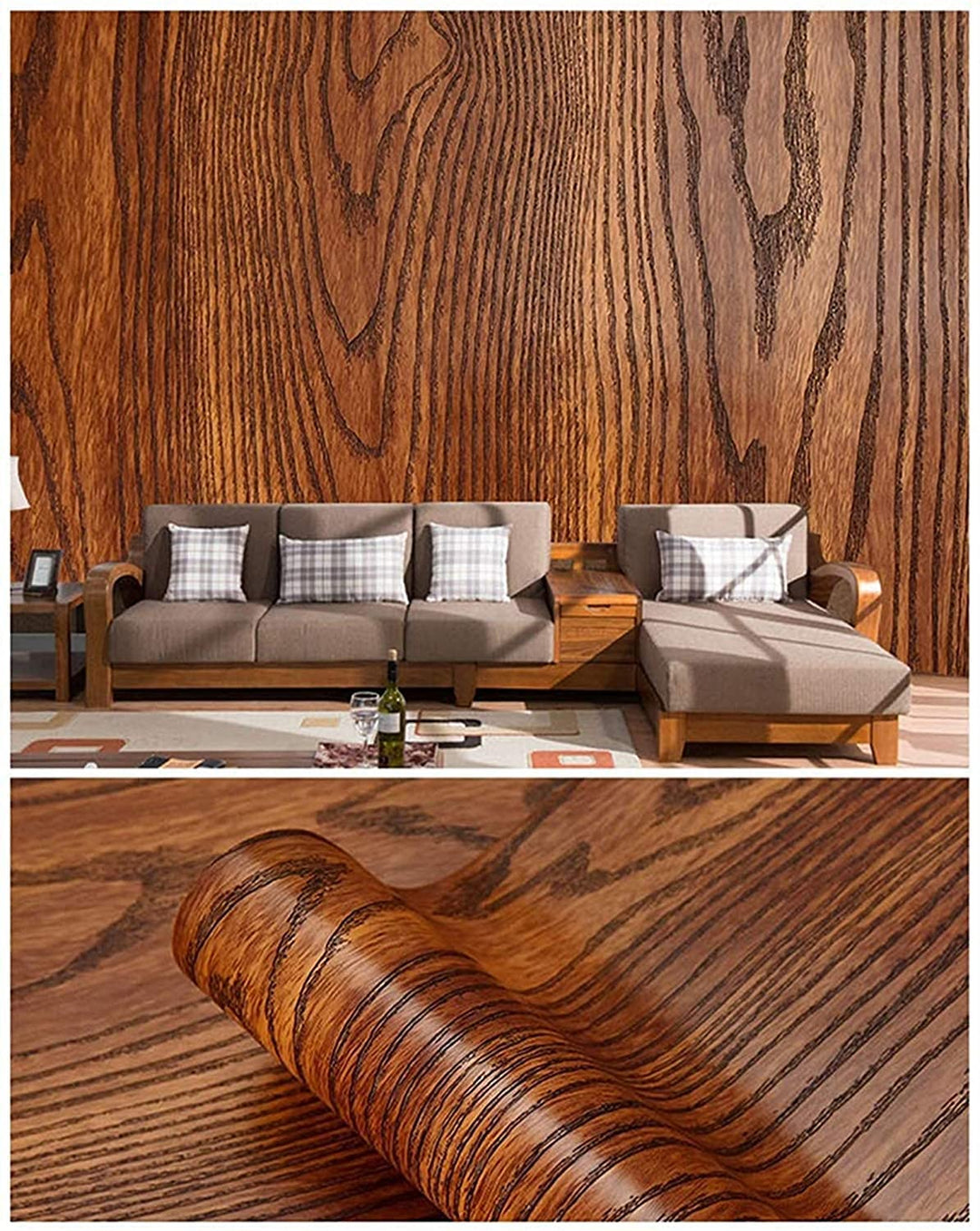 Practicalws Brown Wood Contact Paper for Countertops 15.7" x118", Peel and Stick Wallpaper for Removable, Decorative Self Adhesive Vinyl Film Stick on Wall Paper