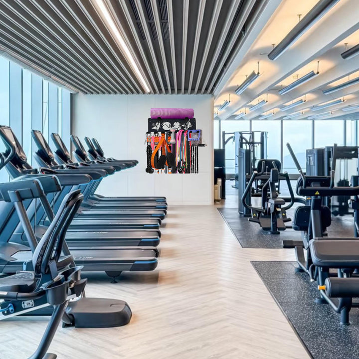 Multifunctional Fitness Equipment Storage Rack, 8-Hook Heavy Wall Storage Bag, Cable Attachments for Gym, Gym Accessories, Home Gym Storage Rack, Resistance Rope Skipping Fitness Barbell Mountaineering Buckle Storage Bag.