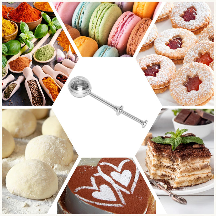 HULISEN Dusting Wand for Sugar, Flour and Spices, 18/8 Stainless Steel, Spring Operated Handle for One-Handed Operation, Cinnamon Wand