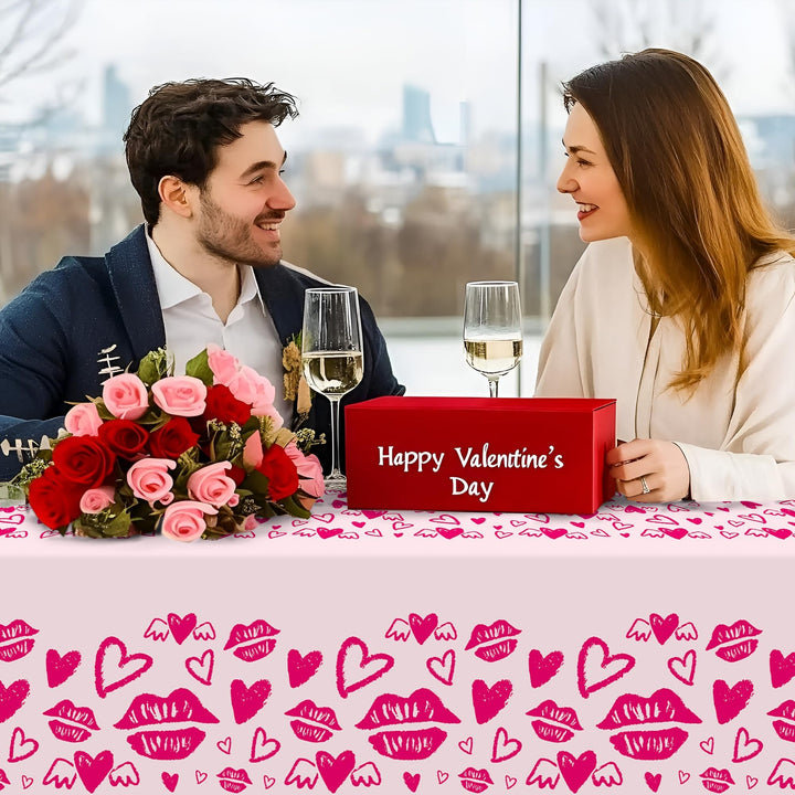 2 Pack Mothers Day Tablecloth,Disposable Plastic Table Cloth 54" x 108" Mothers Day Decoration,Rose Red Rectangle Tablecloth for Mom Birthday Women Party,Table Cover for Anniversary Engagement Wedding