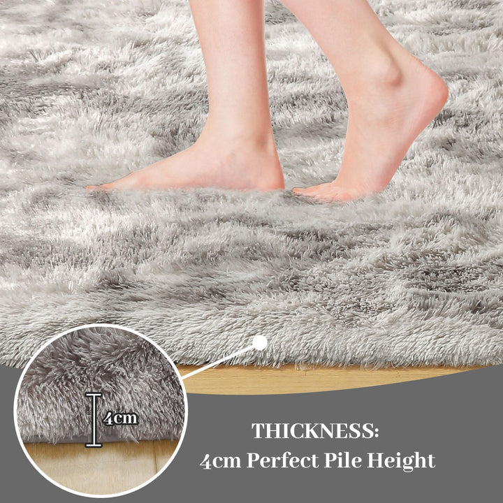 Cinknots Area Rugs Fluffy Carpet Modern Living Room Bedroom Baby Nursery Dorm Soft Non-Slip Carpet Large Modern Indoor Shaggy Carpet Room Home Décor (Grey White, 3.9'x 5.2'（120 * 160cm）)