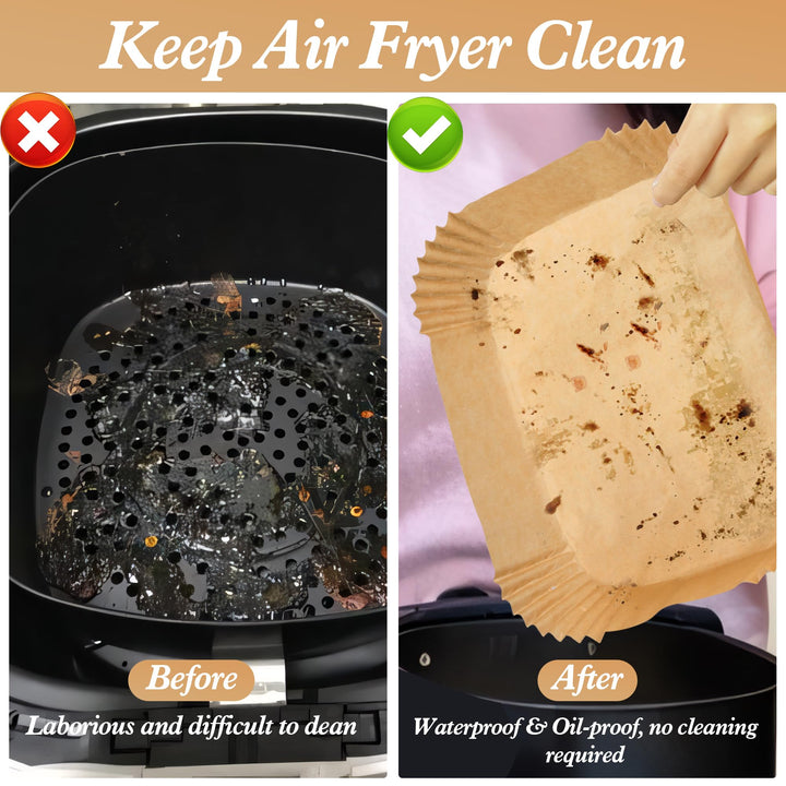 Ninja Dual Air Fryer Accessories - Disposable Paper Liners with Brush, 200 Pcs Food Grade Parchment Paper Liners Rectangle 8.6"x 5.5" for Ninja DZ201/DZ401