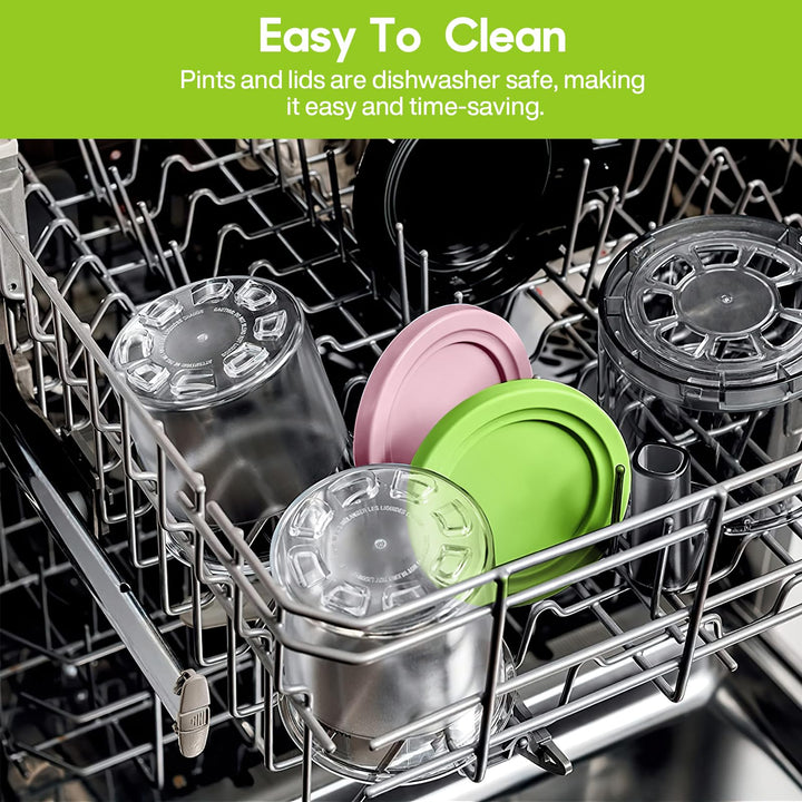 4 Pack Ice Cream Containers and Lids Extra Cups Replacement for Ninja Creami Pints and Lids - Compatible with NC300, & NC299AMZ Series Ice Cream Makers, BPA-Free, Dishwasher Safe