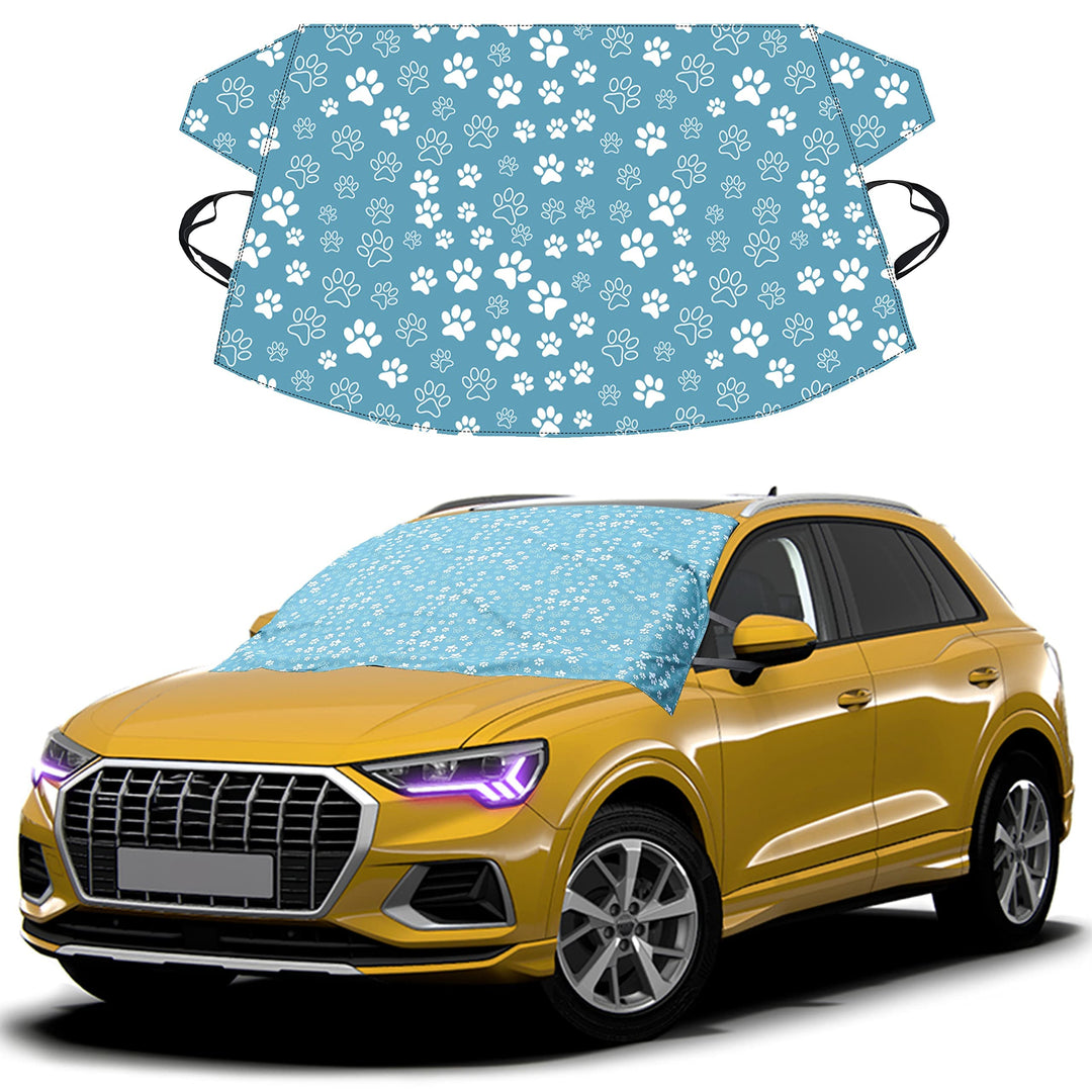 EcoNour Windshield Cover for Ice and Snow | Tough 600D Polyester Printed Fabric Windshield Frost Cover for Any Weather | Water, Heat & Sag-Proof Car Windshield Snow Cover | X-Large (69" x 42")