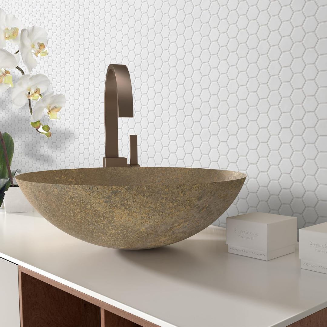 INNO STICKERS Peel and Stick Wallpaper for Kitchen Bathroom 16.9"x118" Countertop Removable Vinyl White Hexagon Decor Contact Paper