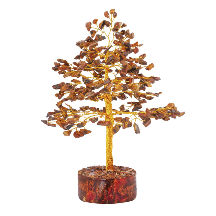 YATHABI Tiger Eye Golden Wire Handmade Gemstone Tree Feng Shui Bonsai for Attracting Positive Energies Crystal Healing Chakra Cleansing & Home Decor Size:- 10 Inch Approx
