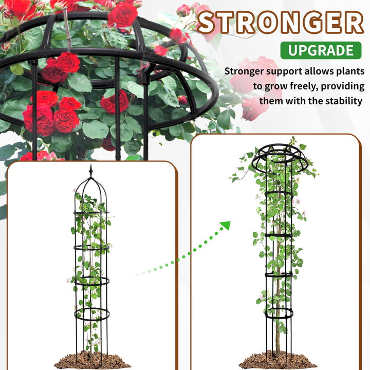 SORANGEUN 65” Garden Trellis for Climbing Plants, Mushroom Plant Trellis for Potted Plants, Outdoor Heavy-Duty Obelisk Trellis for Cucumber, Tomato, Grape, Rose, Pea, Vine, Bean, Clematis, Zucchini
