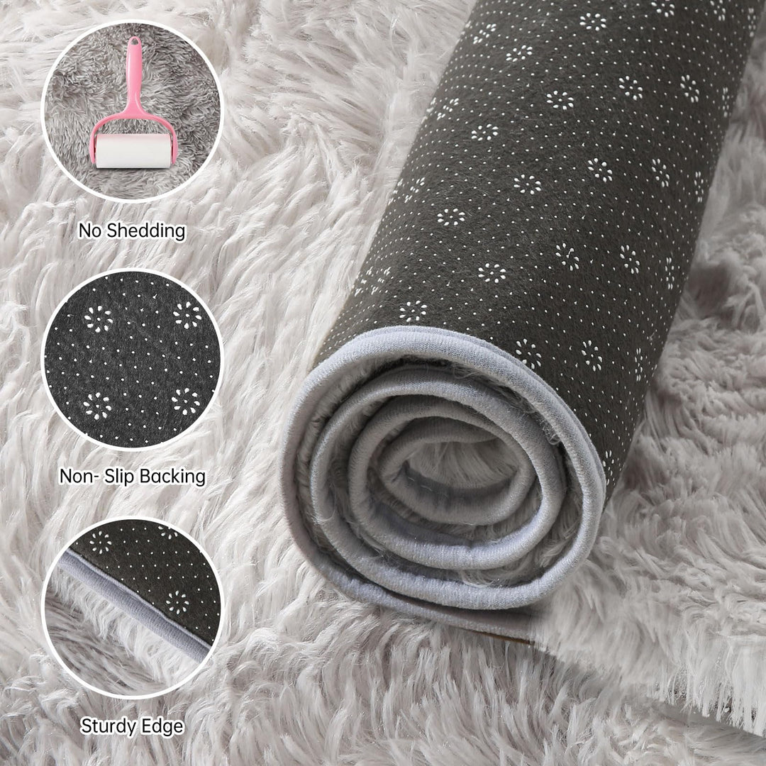 Cinknots Area Rugs Fluffy Carpet Modern Living Room Bedroom Baby Nursery Dorm Soft Non-Slip Carpet Large Modern Indoor Shaggy Carpet Room Home Décor (Grey White, 3.9'x 5.2'（120 * 160cm）)
