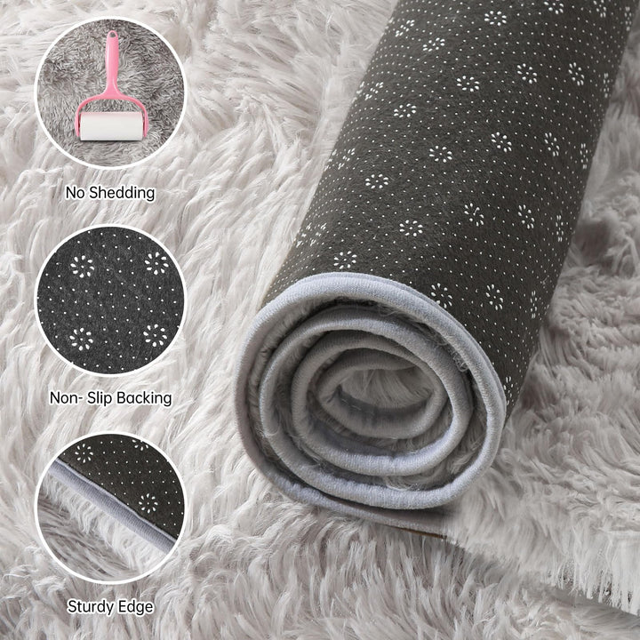Cinknots Area Rugs Fluffy Carpet Modern Living Room Bedroom Baby Nursery Dorm Soft Non-Slip Carpet Large Modern Indoor Shaggy Carpet Room Home Décor (Grey White, 3.9'x 5.2'（120 * 160cm）)