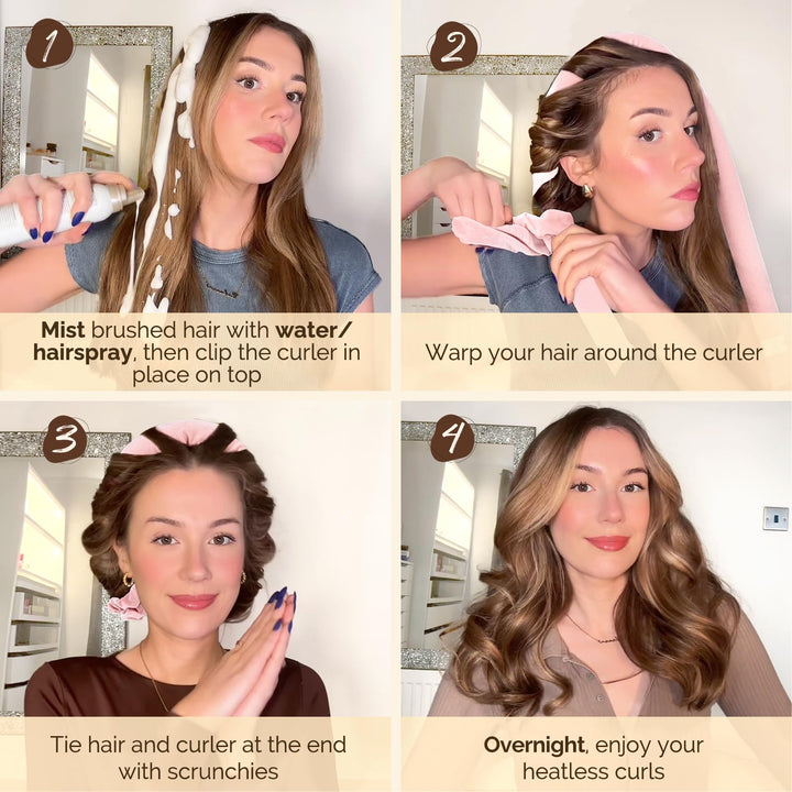 YANIBEST Heatless Hair Curler to Sleep in, Overnight curl headband, No Heat Hair Curler Set with Hair Clip Scrunchies for Styling