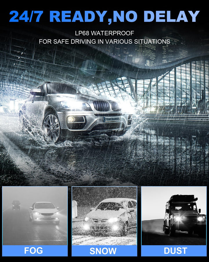 StoneBanks H11/H8/H9 LED Bulbs 150W 32000LM, 900% Brighter 6500K Cool White Powersports Accessory, Fog Light Bulbs, for Car Truck Pickup Plug and Play Halogen Replacement Kit, Pack of 2