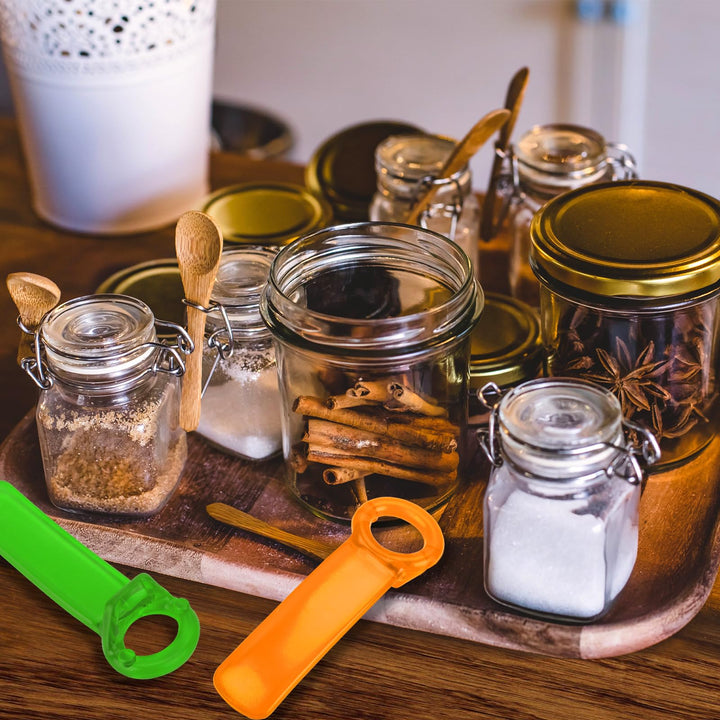 2pcs Jar Openers, Jar Grippers Key Effortless Manual Beer/Bottle Cap/Canning Can Lid Opener Tool for Elders Children Women Weak Hands (Orange, Green)