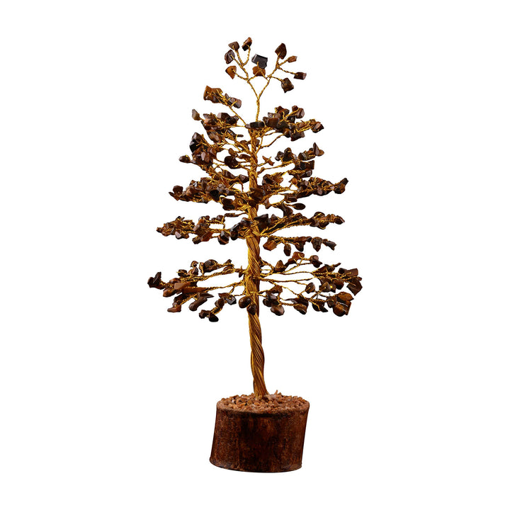 YATHABI Tiger Eye Golden Wire Handmade Gemstone Tree Feng Shui Bonsai for Attracting Positive Energies Crystal Healing Chakra Cleansing & Home Decor Size:- 10 Inch Approx