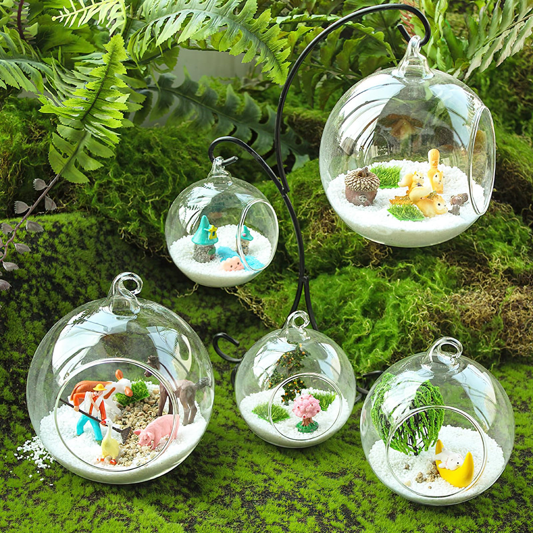 Kingrol 8 Pack Ornament Display Stands, 14" Iron Pothook Stands with Hooks for Hanging Air Plant Holders and Glass Planters, Home Christmas Wedding Party Decor