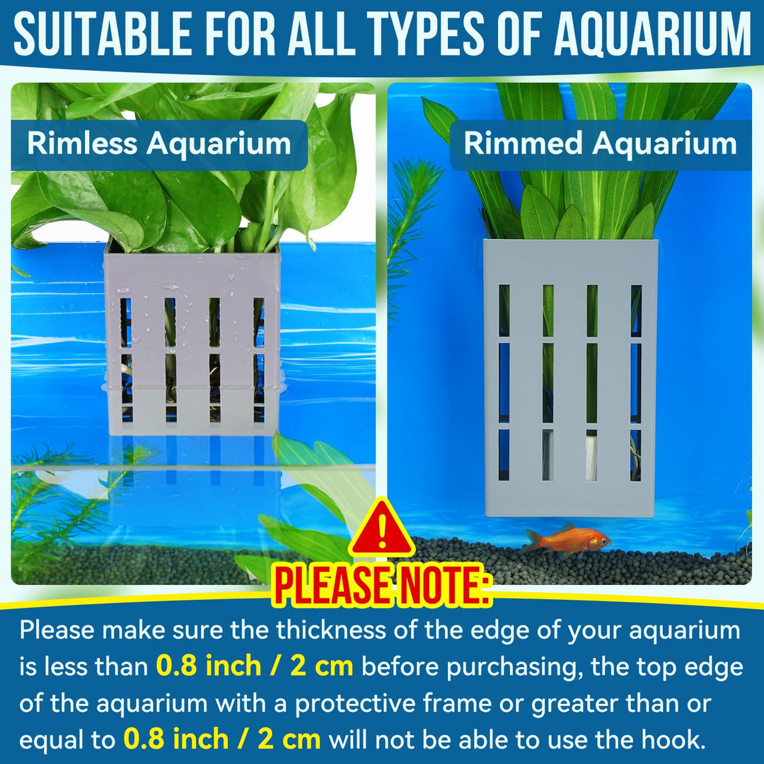 Upgraded Aquarium Plant Holder with Hooks and Suction Cups for Fish Tank Aquaponic Plants Cultivation and Aquarium Decorations (Grey)