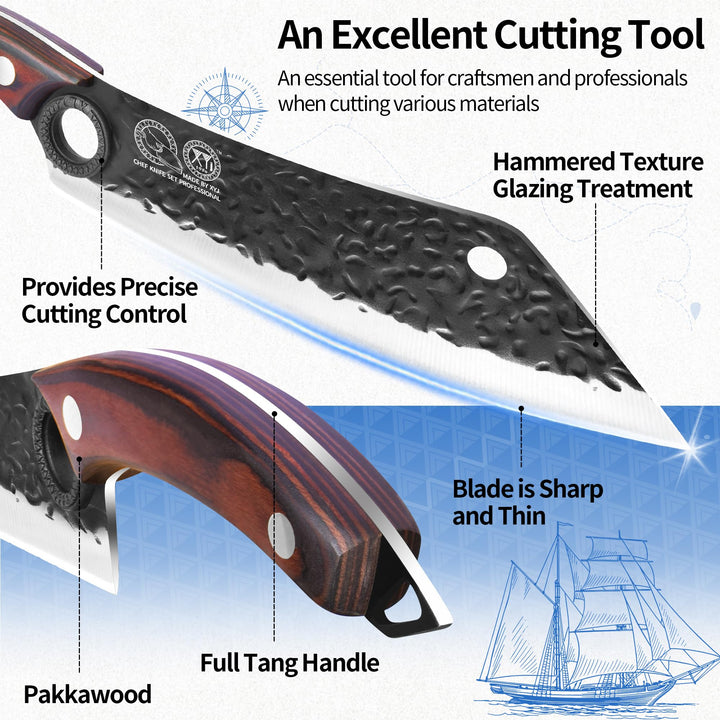XYJ XYJ Forged Kitchen Knife,High Carbon Steel Blade,Meat Cleaver for Meat Cutting,Vegetable Slicing Cooking Chef Knife,Finger Hole,Full Tang,Wood Handle,Knife with Sheath,Case (Coffee, 8")
