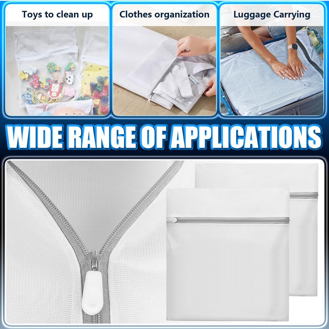 2 Pcs Large Clothing Washing Bags, 23 x 23 Inches Polyester Lingerie Laundry Bag for Washing Machine, Mesh Laundry Bags for Bras, Underwear, Sweaters, Socks, Stocking, Cotton Clothes, Sheet (Gray)