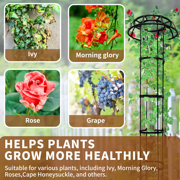 SORANGEUN 65” Garden Trellis for Climbing Plants, Mushroom Plant Trellis for Potted Plants, Outdoor Heavy-Duty Obelisk Trellis for Cucumber, Tomato, Grape, Rose, Pea, Vine, Bean, Clematis, Zucchini