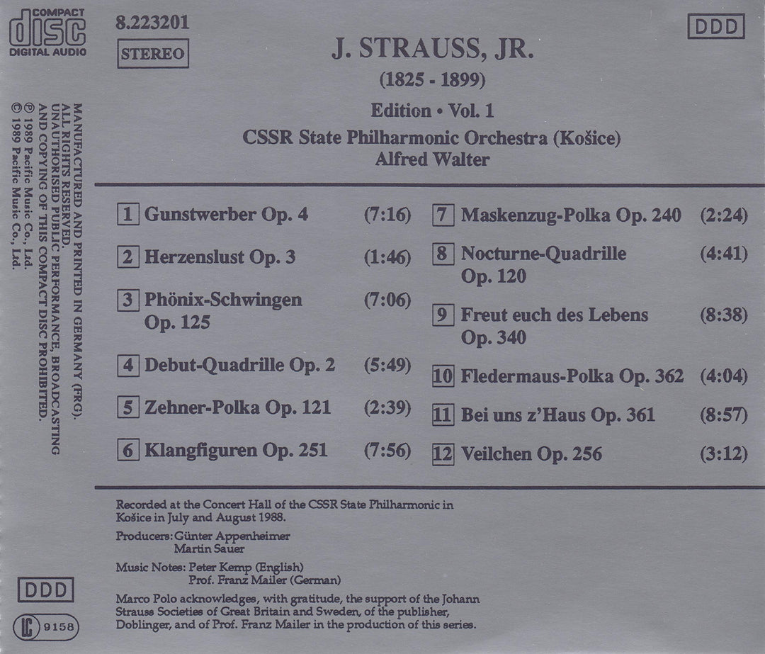 Strauss J.Jr.: Gunstwerber Op.4 / Herzenslust Op.3 / Phonix-Schwingen Op.125 / Klangfiguren Op.25